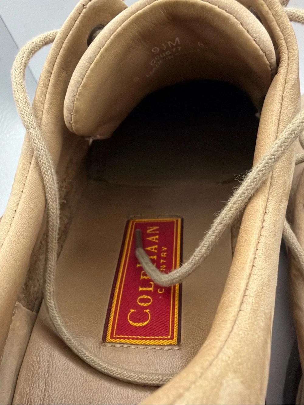 Vintage Cole Haan Country Men's Beige Nubuck Grained Leather Oxfords Lug Sole9.5